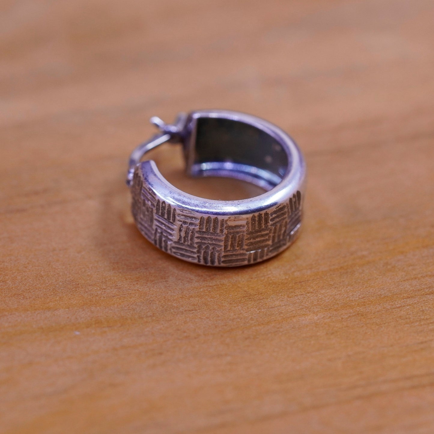 0.5”, vintage Sterling silver hoop earrings, 925 textured hoops