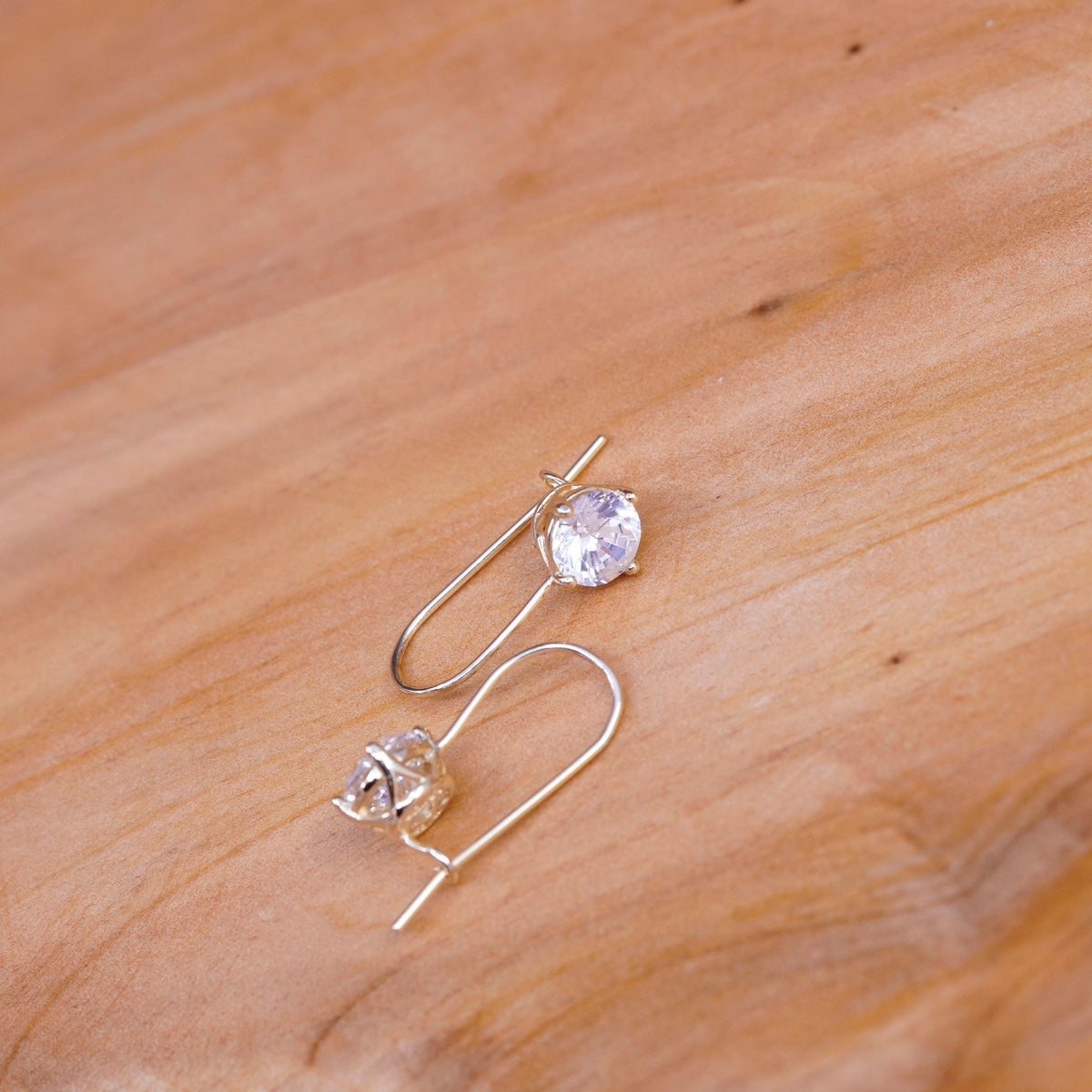 Vintage Vermeil gold over Sterling silver earrings, 925 hooks with heart Cz
