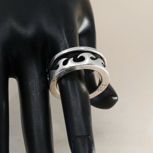 Size 11, Vtg Milo Sterling Silver Handmade Ring, 925 Wide Band W/ Stingray Inlag