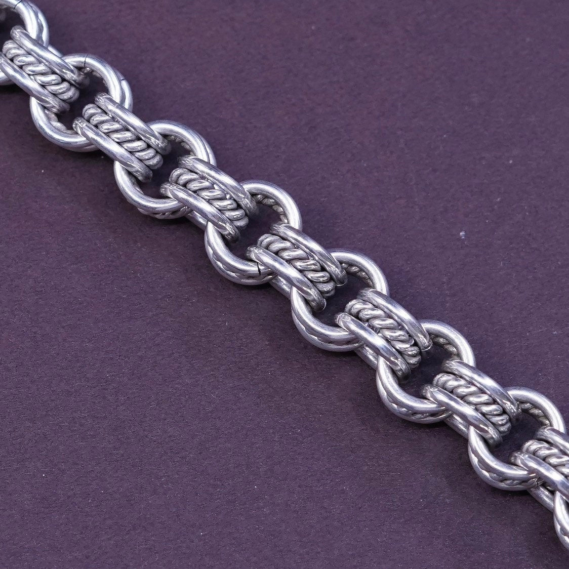 7", 10mm, Sterling silver bracelet w/ toggle, Italy 925 bold birdcage bracelet