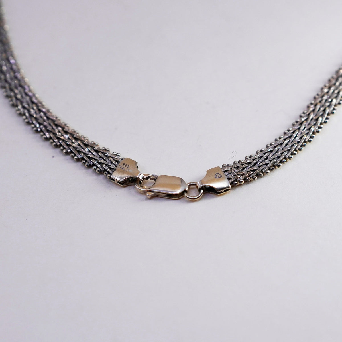 16”, Vintage vermeil gold over sterling silver Riccio link chain V 925 necklace