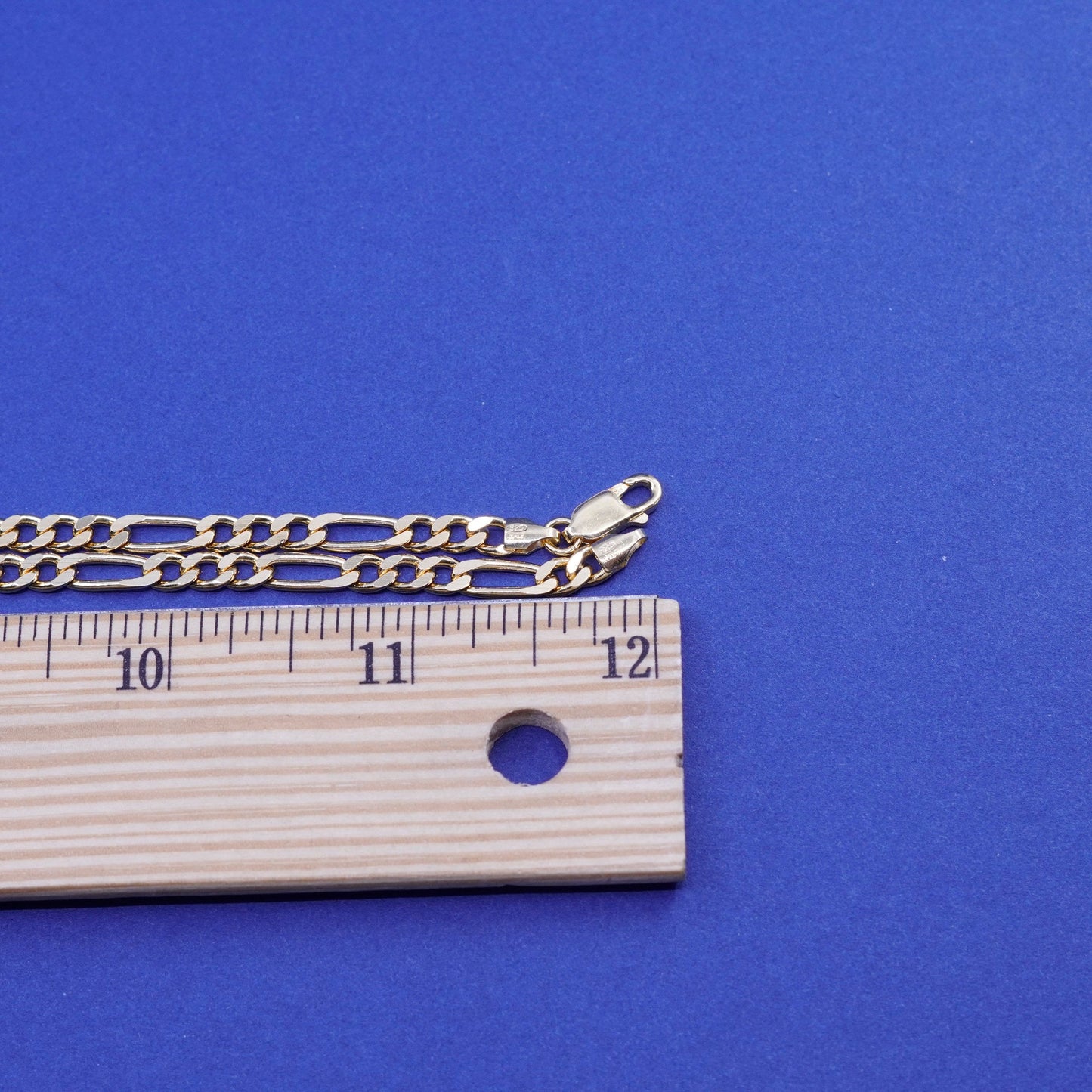 24”, vermeil gold filled Sterling silver handmade necklace, 925 Figaro chain