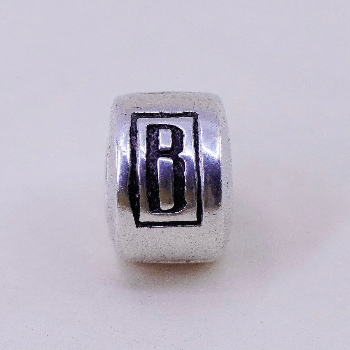 Vintage sterling silver handmade pendant, 925 bead charm initial “BC”