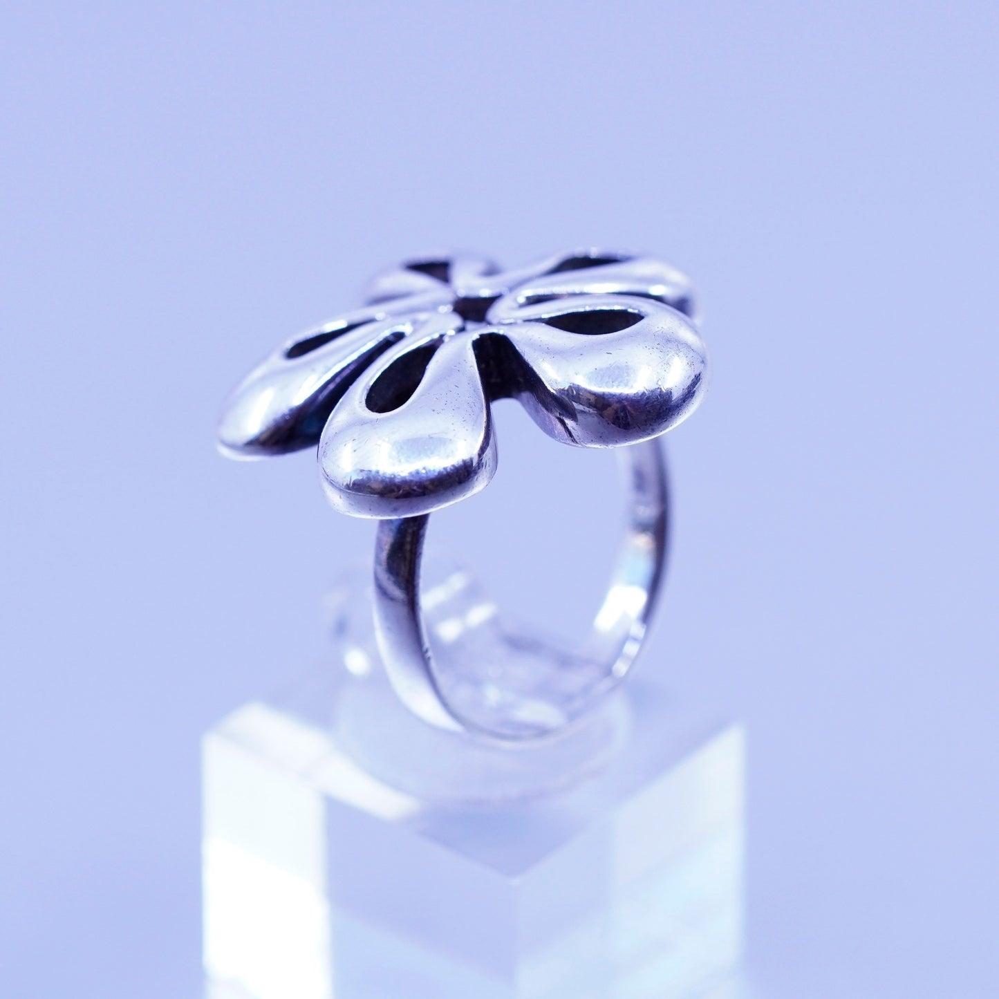 Size 9.25, southwestern Sterling 925 silver handmade ring, modern flower band