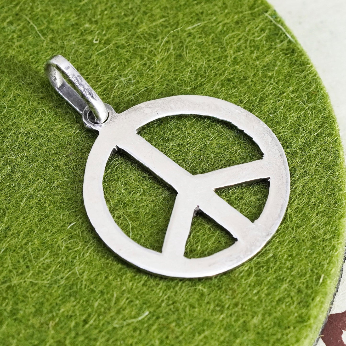 Vintage Sterling silver handmade pendant, 925 peace symbol, CND symbol