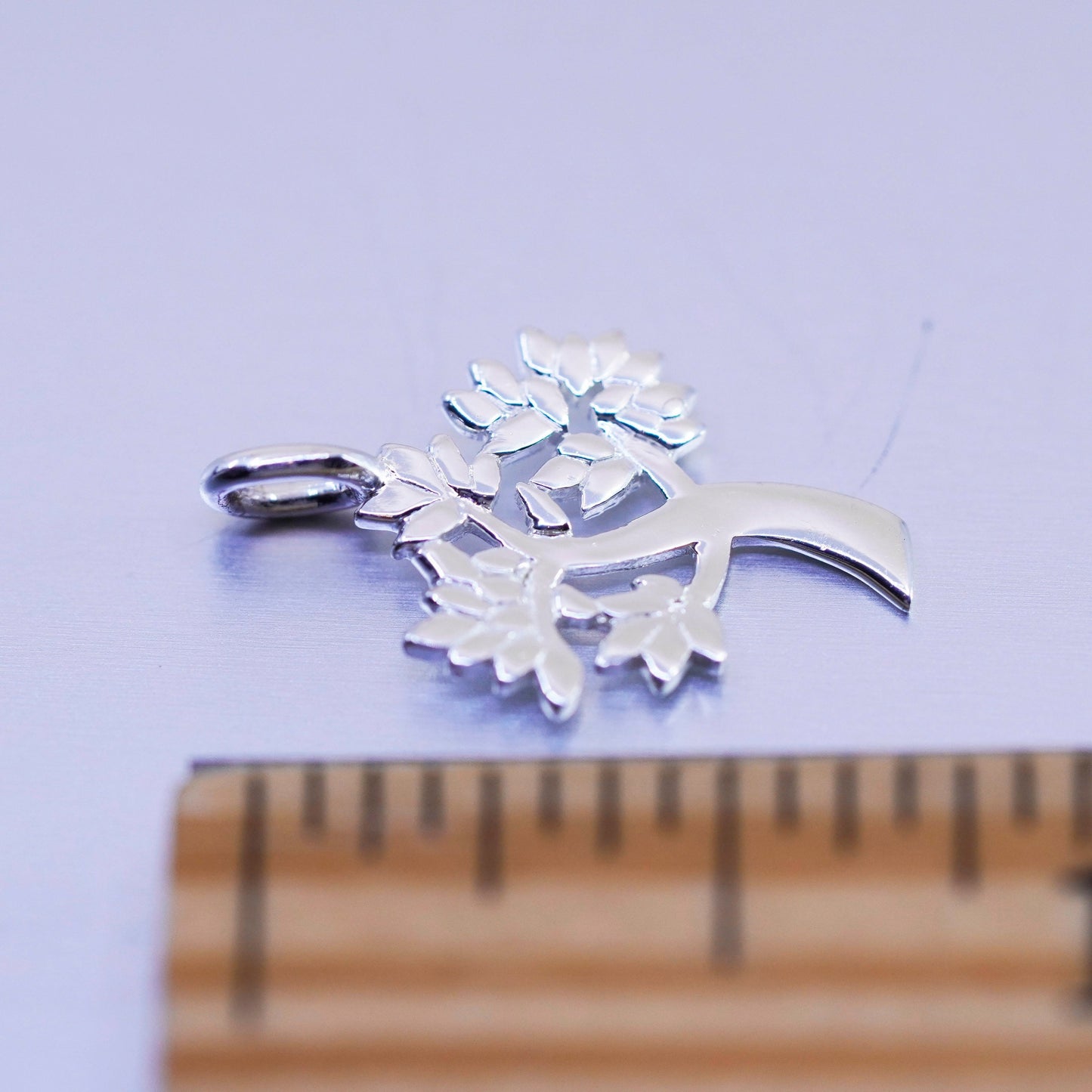 antique sterling 925 silver filigree tree charm pendant