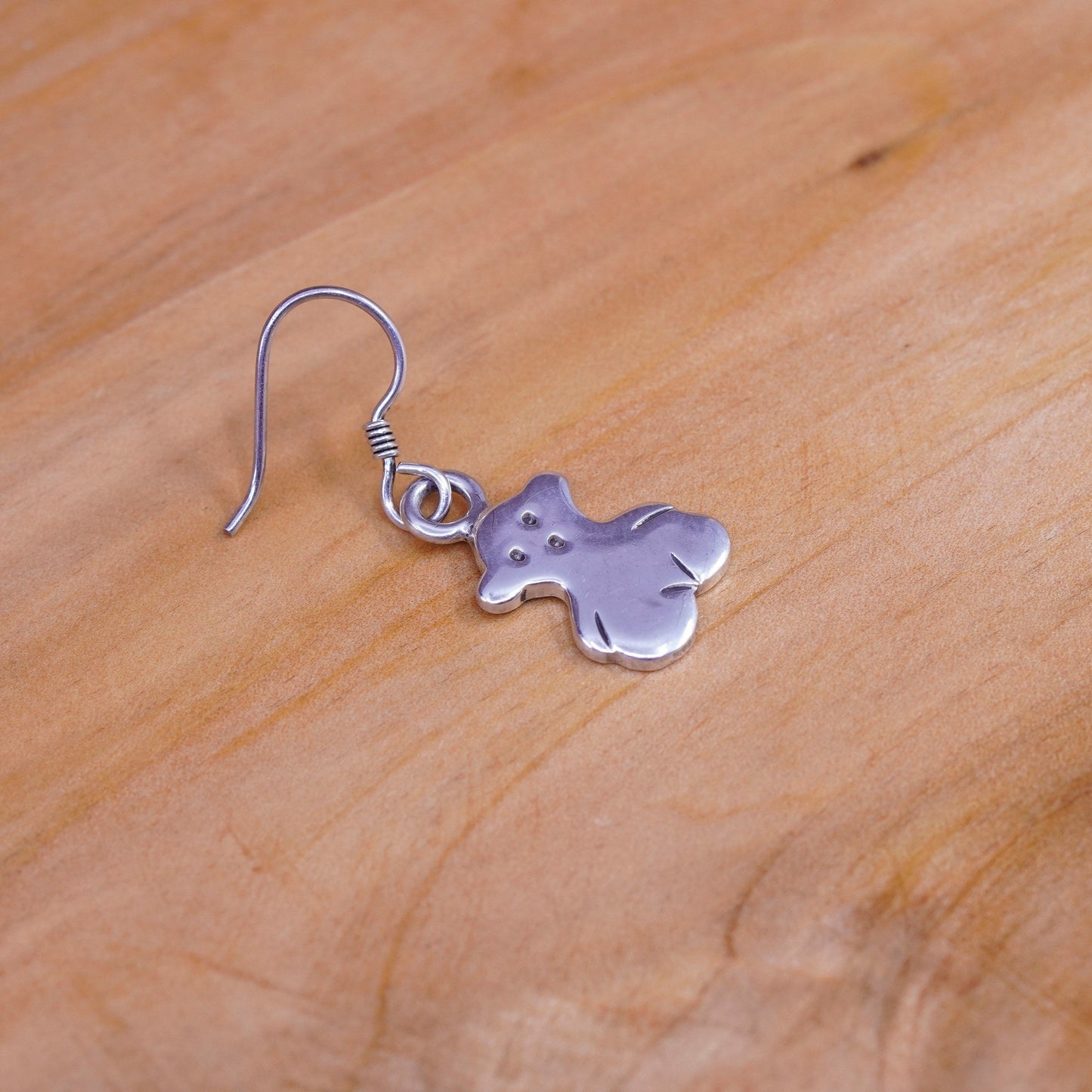 Vintage 925 Sterling silver bear handmade earrings