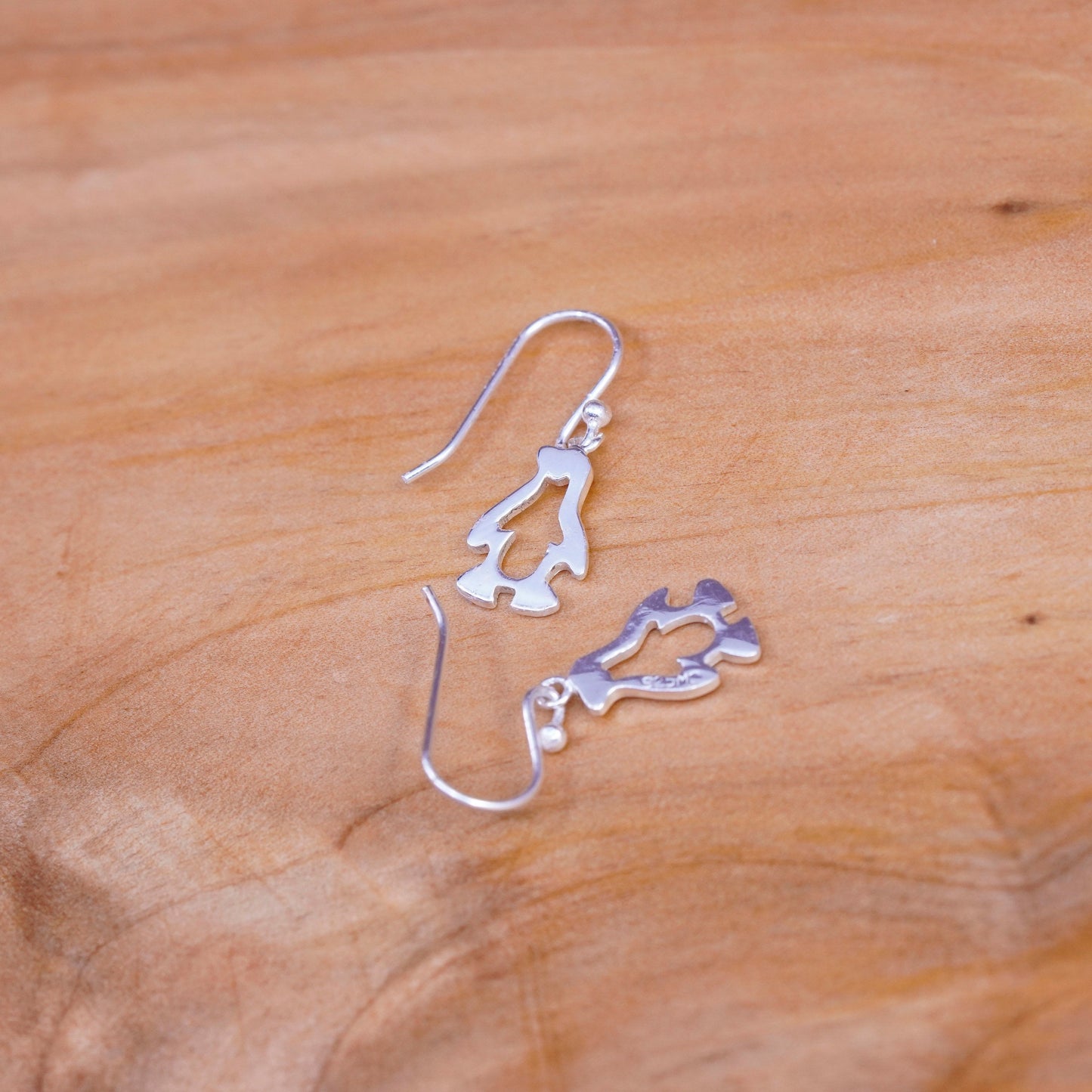 Vintage Sterling silver handmade earrings, 925 penguin bird