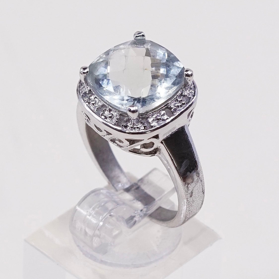 sz 8.25 sterling 925 silver handmade ring prehnite grapestone n genuine diamond