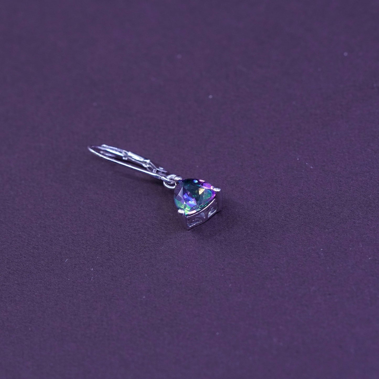 Vintage Sterling 925 silver handmade earrings with rainbow topaz