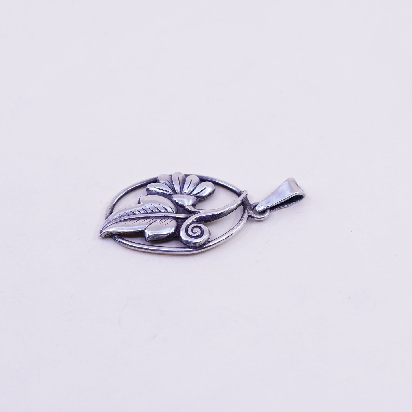 Vintage Sterling silver pendant, 925 leaf charm