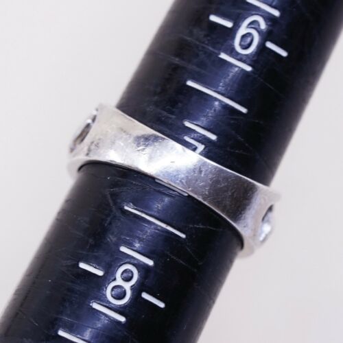 Sz 7, Vtg Sterling Silver Handmade Ring 925 Silver Elephant Band, Stamped 925
