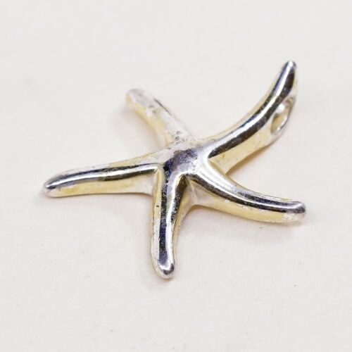 Vintage Sterling Silver Handmade Pendant, Solid 925 Silver Star Starfish Charm