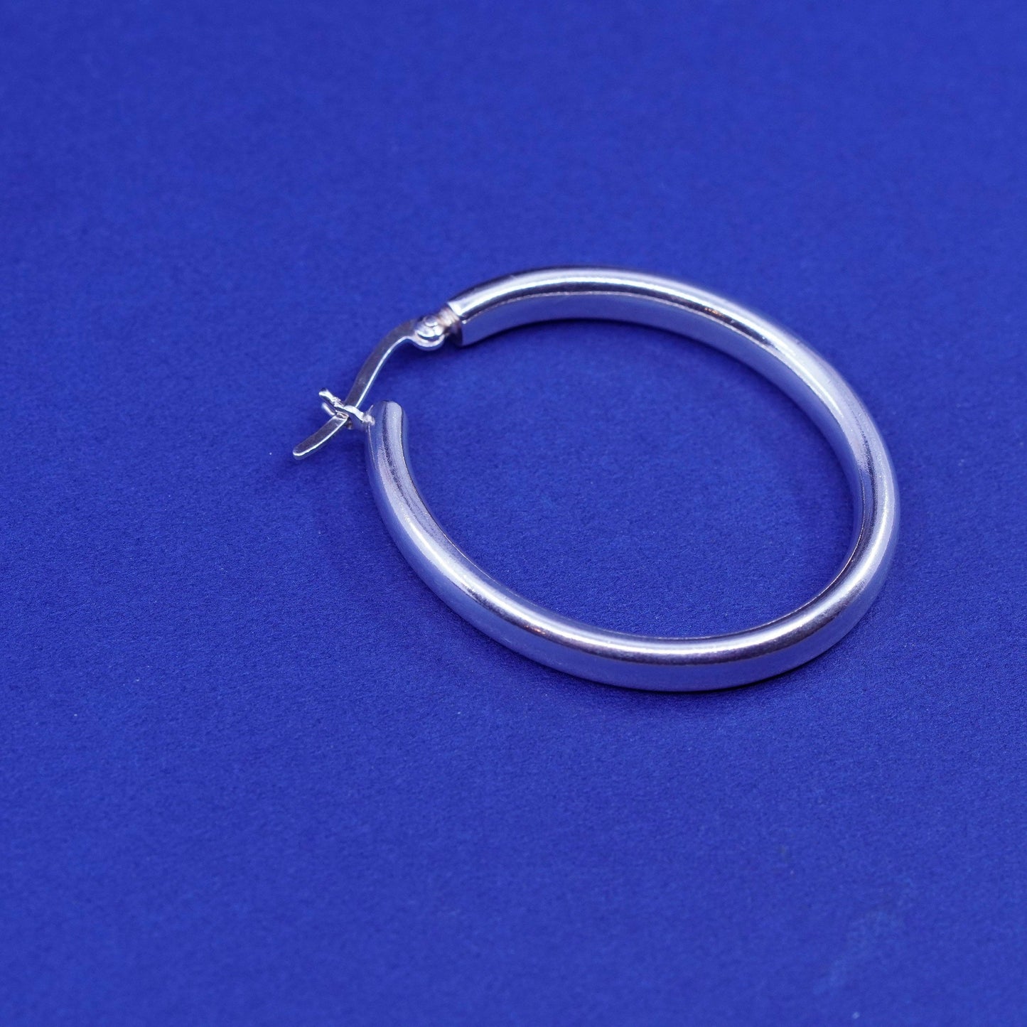 1.5”, vintage Sterling silver handmade hoop earrings, bold 925 huggie