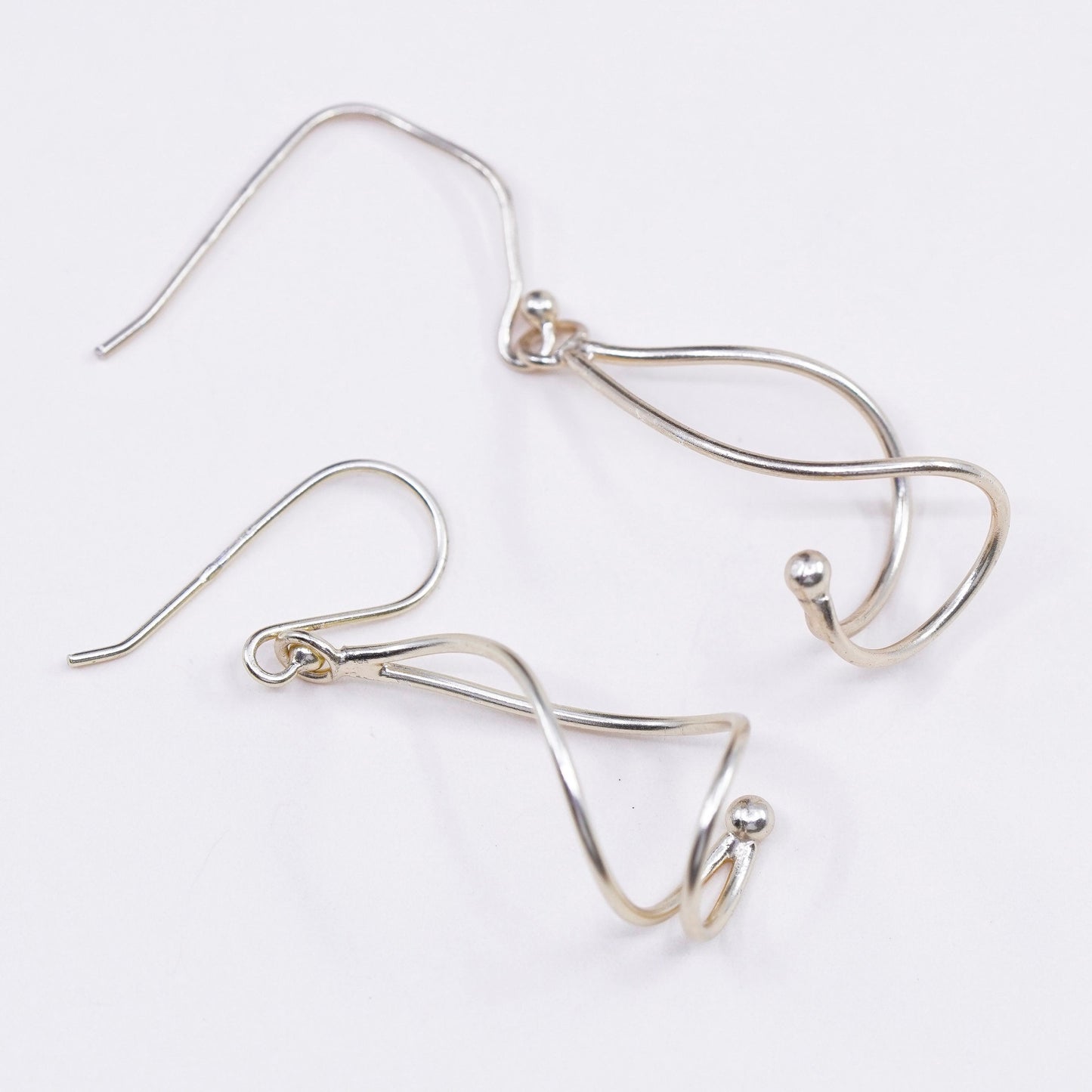 Vintage vermeil gold over sterling silver earrings, 925 twisted dangles
