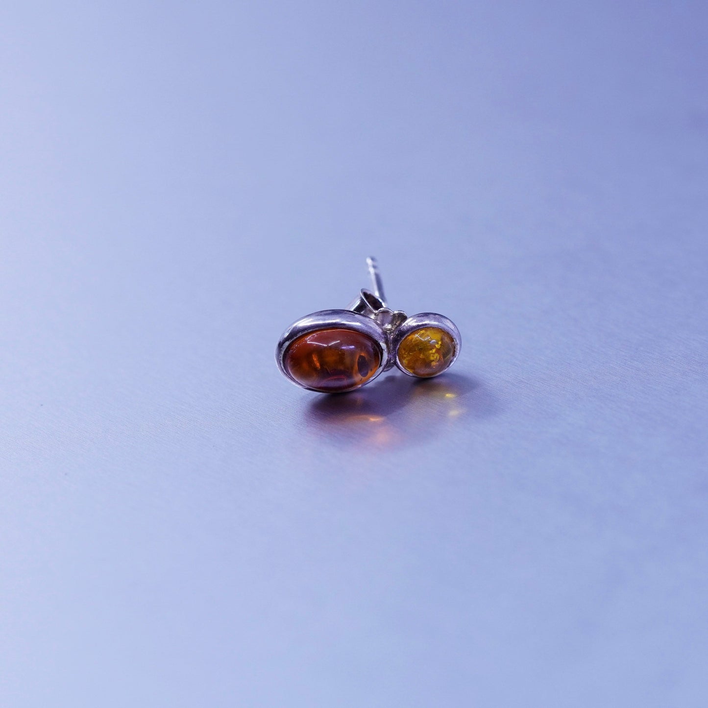 Vintage acleoni jewelry | handmade Sterling 925 silver studs earrings w/ amber