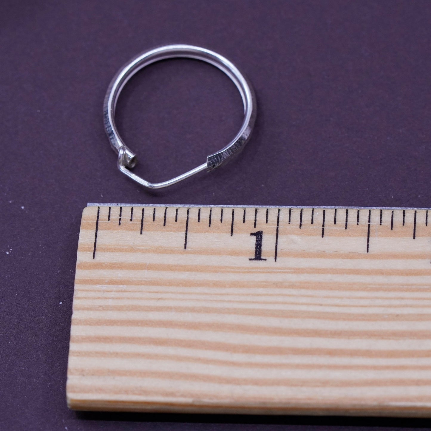 0.75”, 2.3g, 14K gold minimal simple hoops huggie, textured white gold earrings
