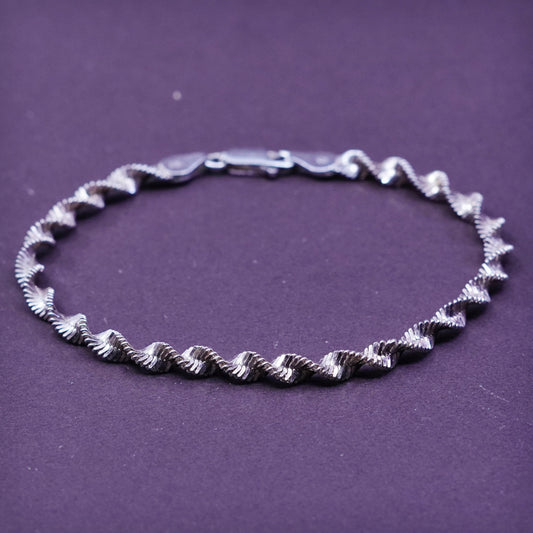 7.25”, vermeil gold over Sterling silver twisted herringbone bracelet 925 chain