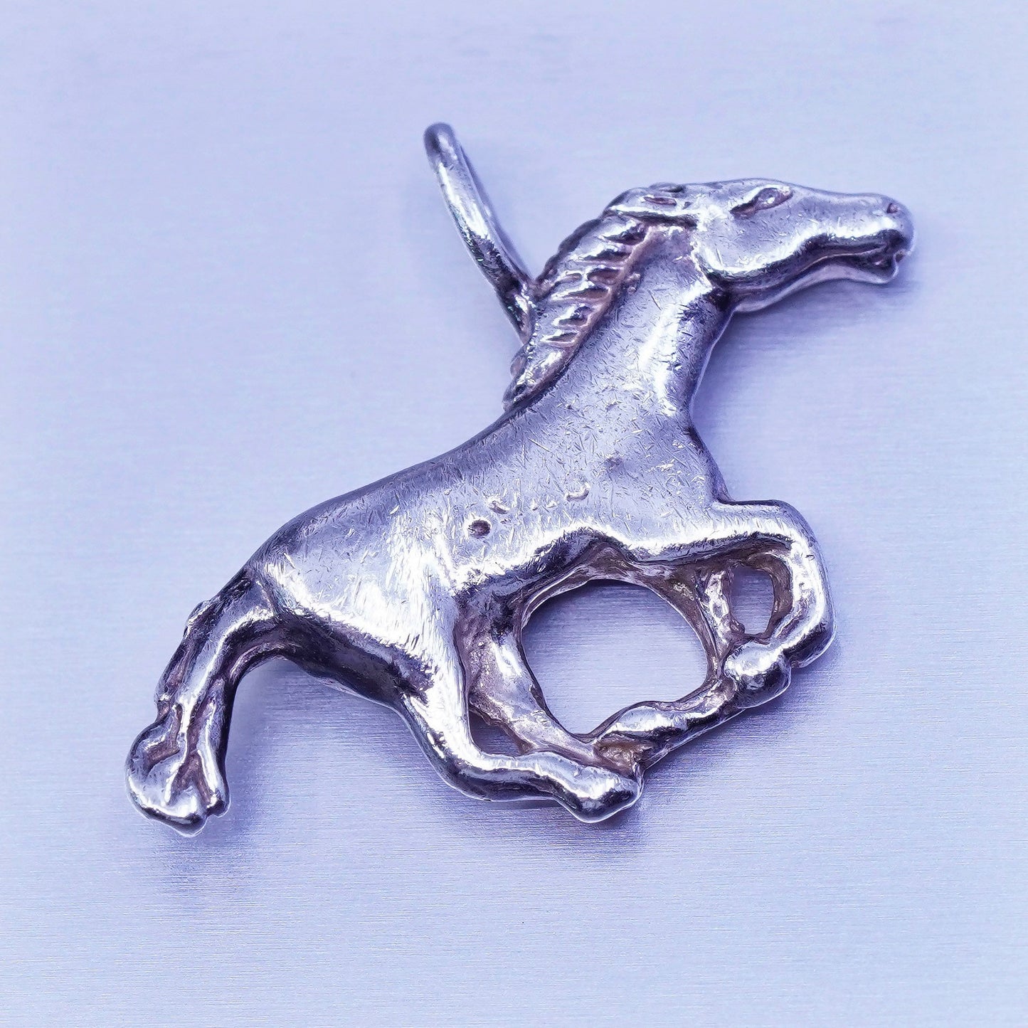 Antique Sterling silver handmade simple 925 running wild horse