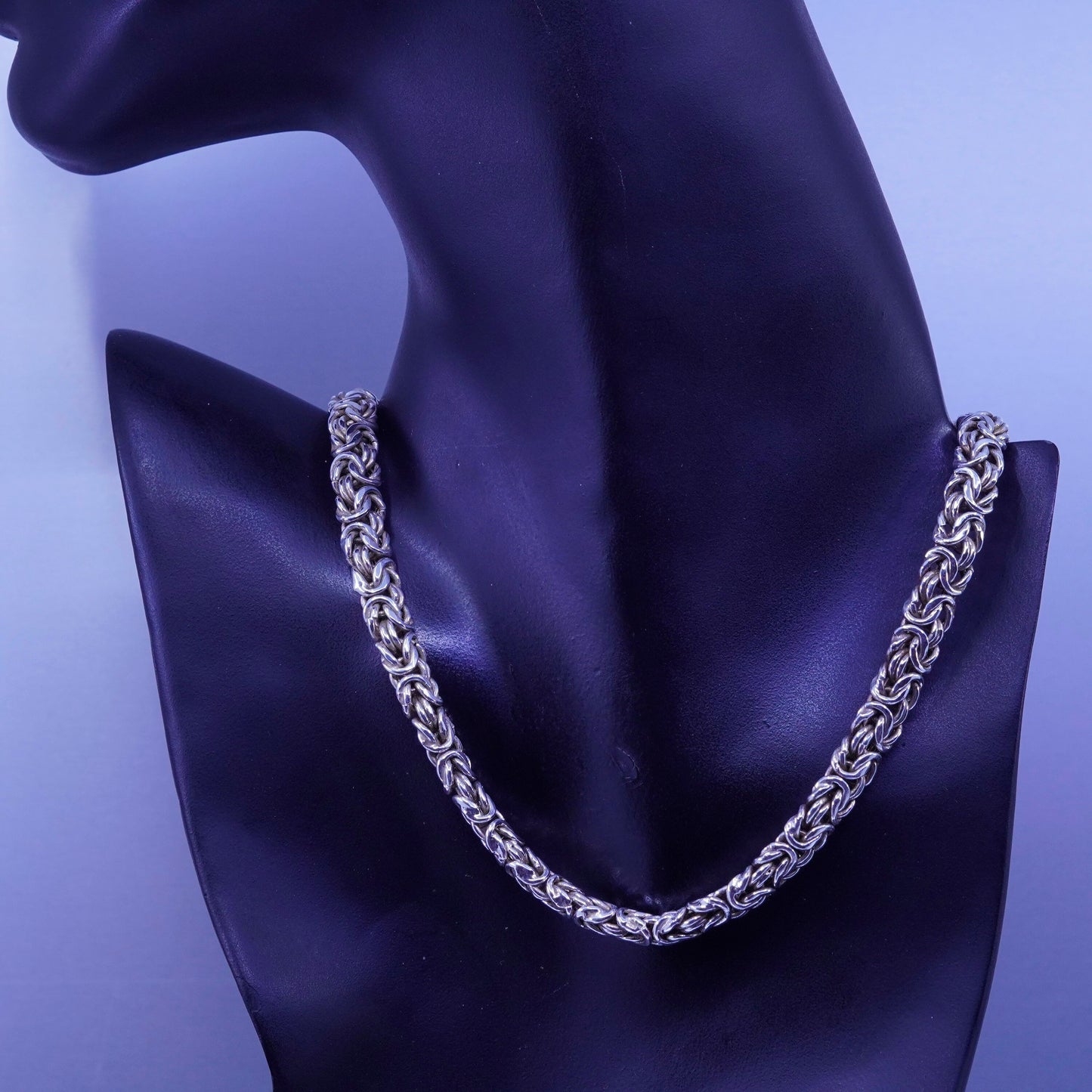 18”, Italy Milor Sterling 925 silver handmade birdcage Byzantine necklace