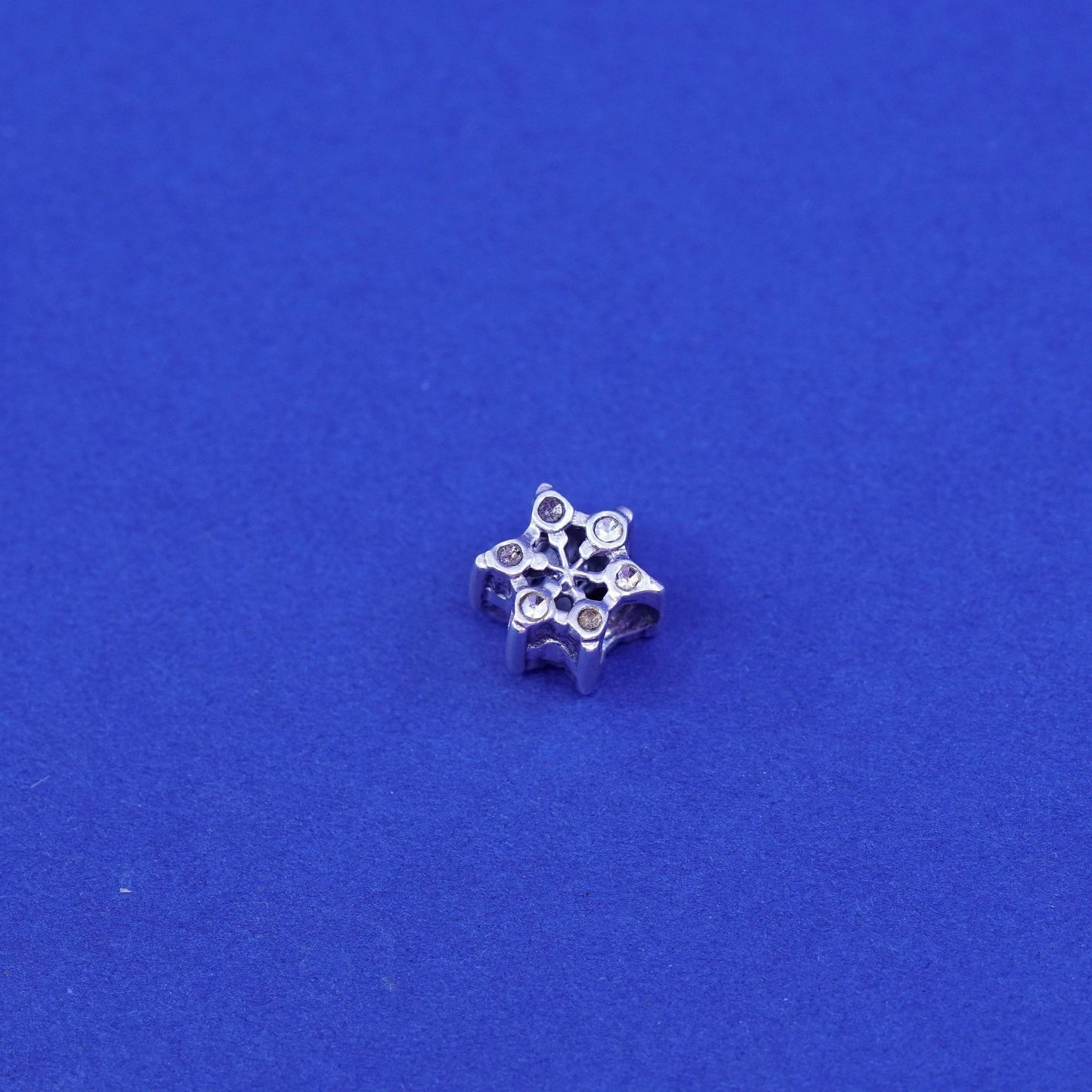 Vintage sterling silver handmade pendant, 925 snowflake charm