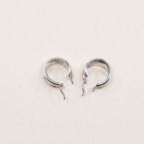 0.75”, Vtg Sterling Silver Hoops, solid 925 silver simple, Entwined earrings