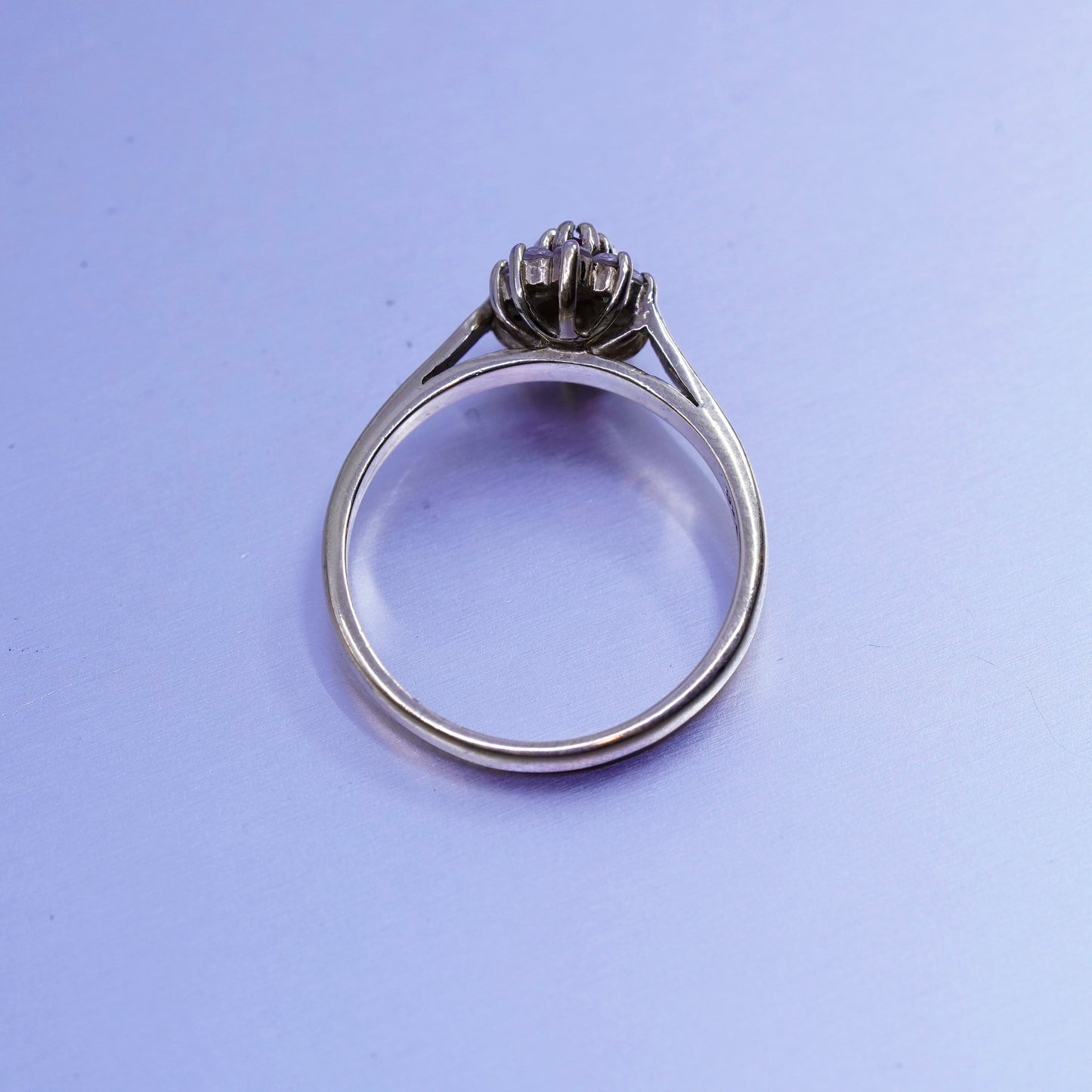 Size 8.25, vtg vermeil gold filled Sterling 925 silver ring marquise ruby cz