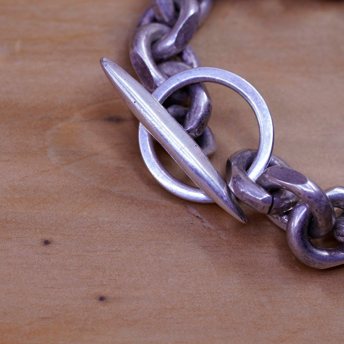 7”, 1970s Denmark Randers Sterling silver charm bracelet, 925 bold oval chain