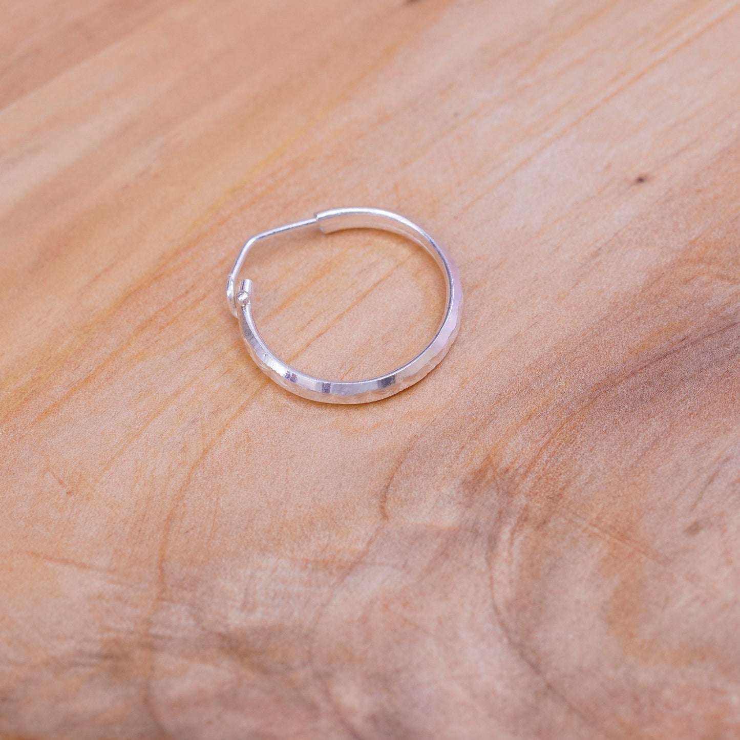 0.75”, 2.3g, 14K gold minimal simple hoops huggie, textured white gold earrings