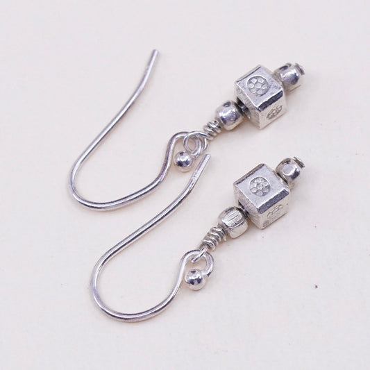 Vintage sterling silver handmade earrings, 925 beads dangles