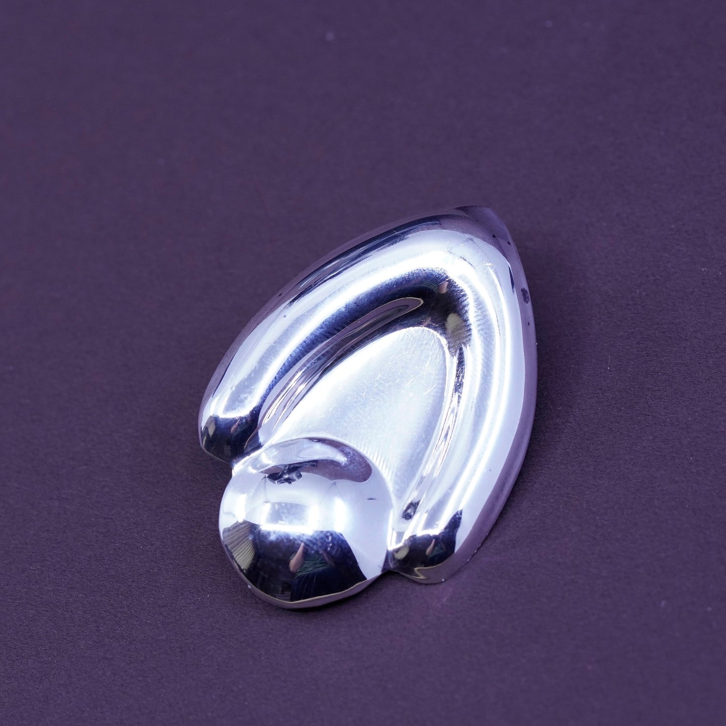 Vintage Sterling silver handmade earrings, modern 925 ribbed clip on