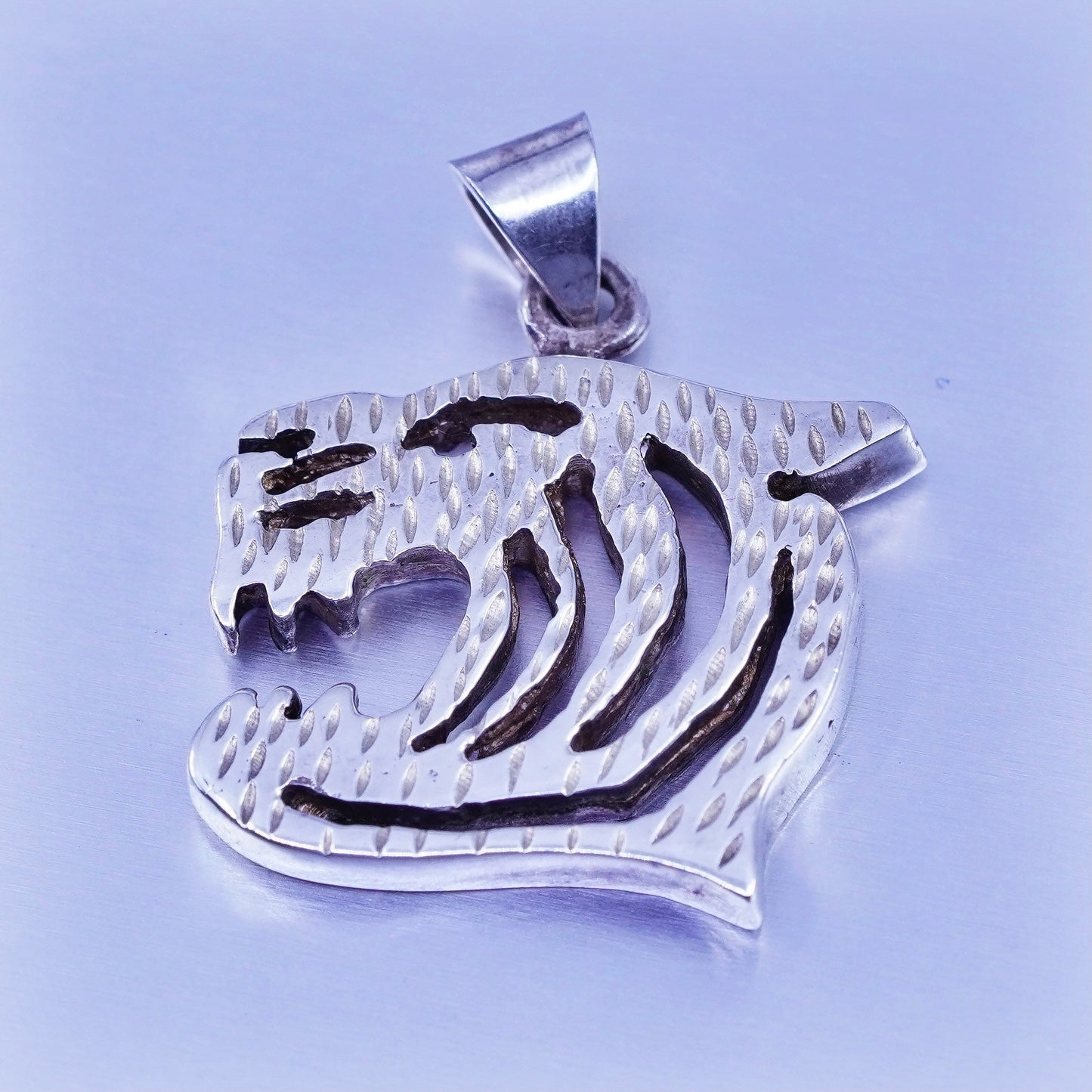 antique sterling 925 silver tiger pendant