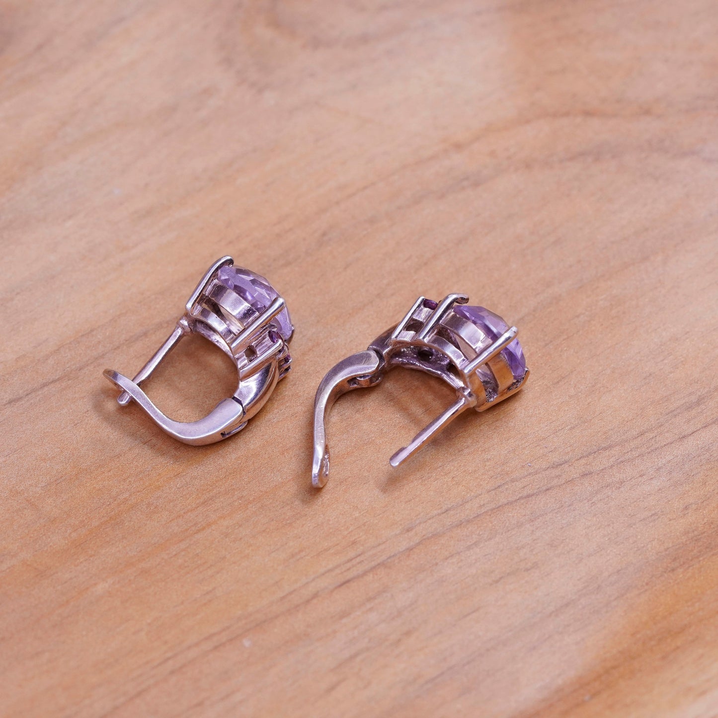 0.5”, Vermeil rose gold over Sterling silver hoops, 925 huggie earrings Cz ruby