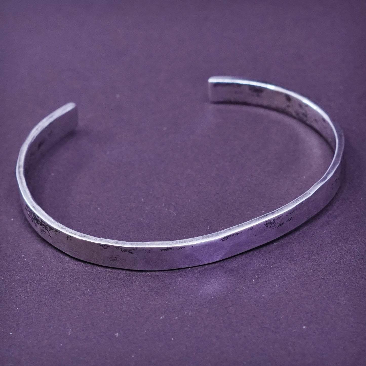 6.75”, Native American RCJ Sterling silver bracelet, 925 hammered texture cuff