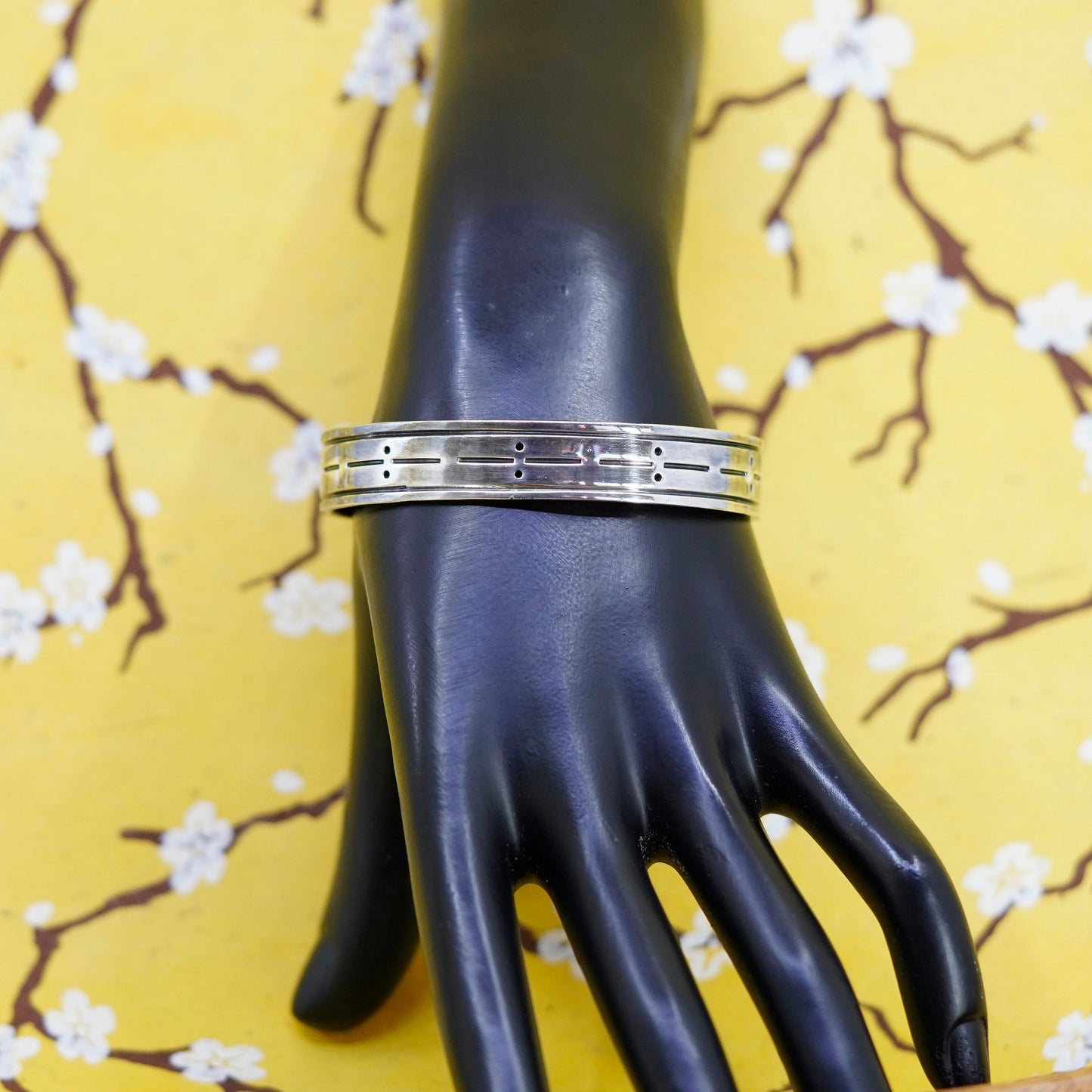 6.5”, Vintage Sterling silver handmade bracelet, southwestern 925 textured cuff