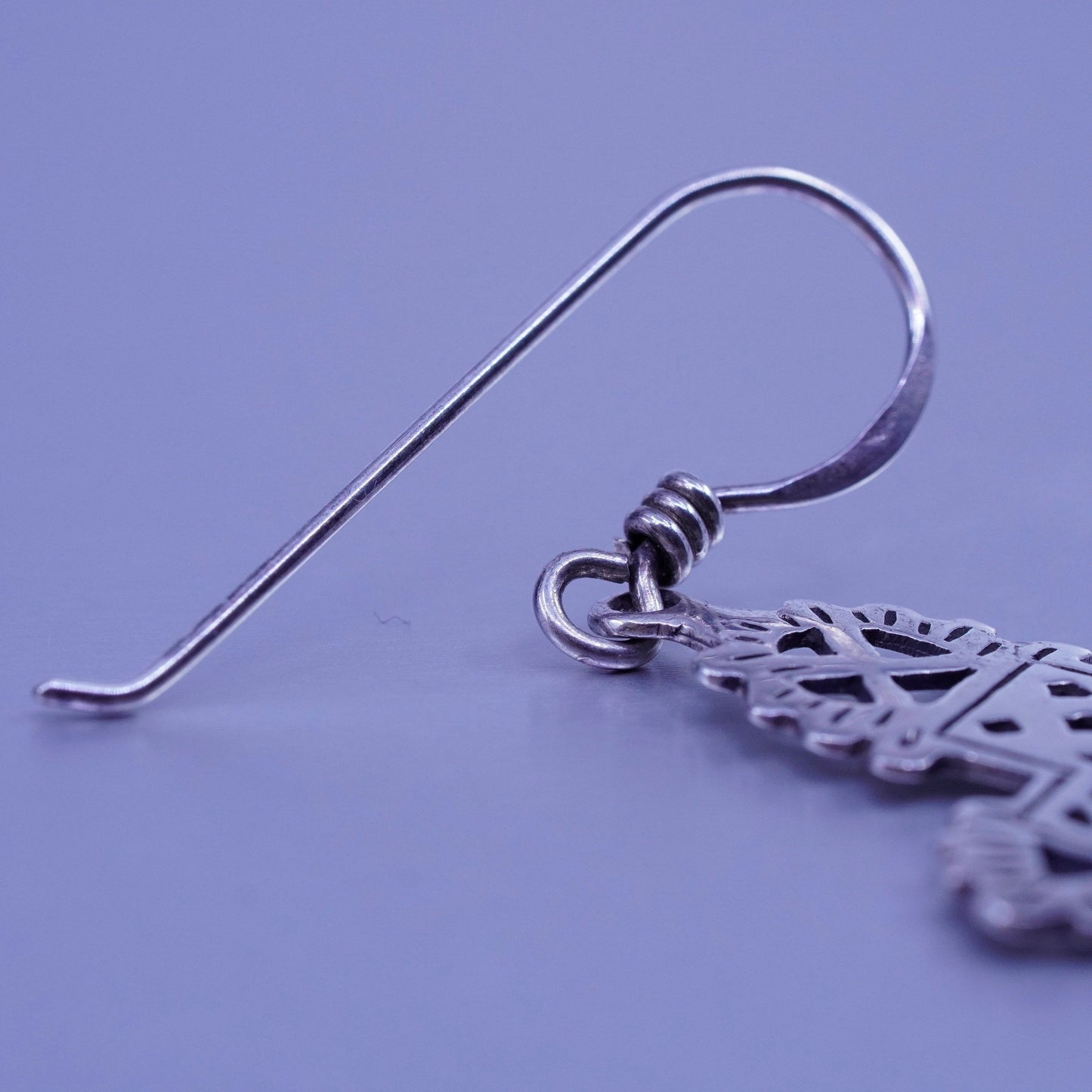 Vintage sterling 925 silver handmade filigree cross earrings