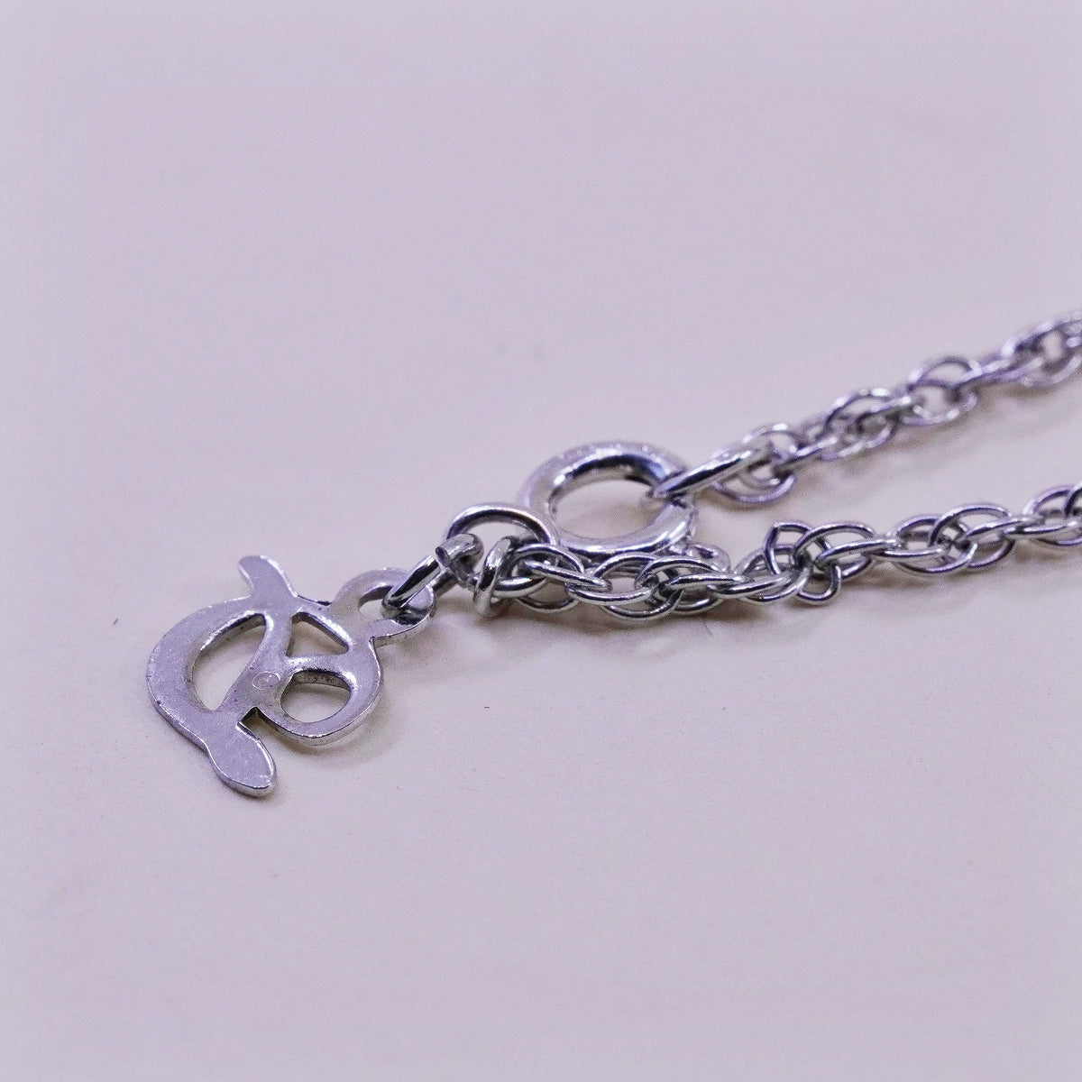 6.75”, sterling silver bracelet, 925 Singapore chain anklet w/ initial D charm