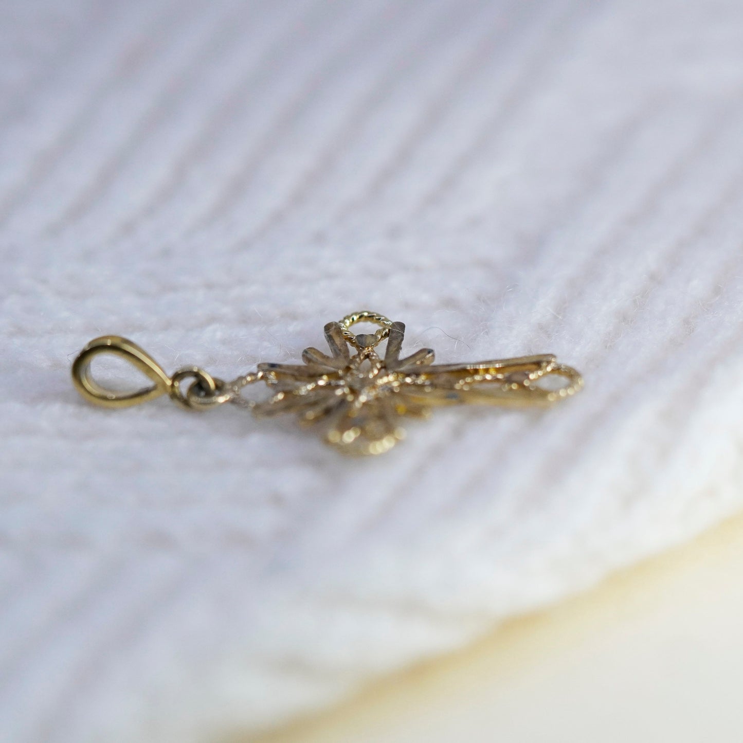Vermeil Gold over Sterling silver pendant, filigree 925 cross pendant