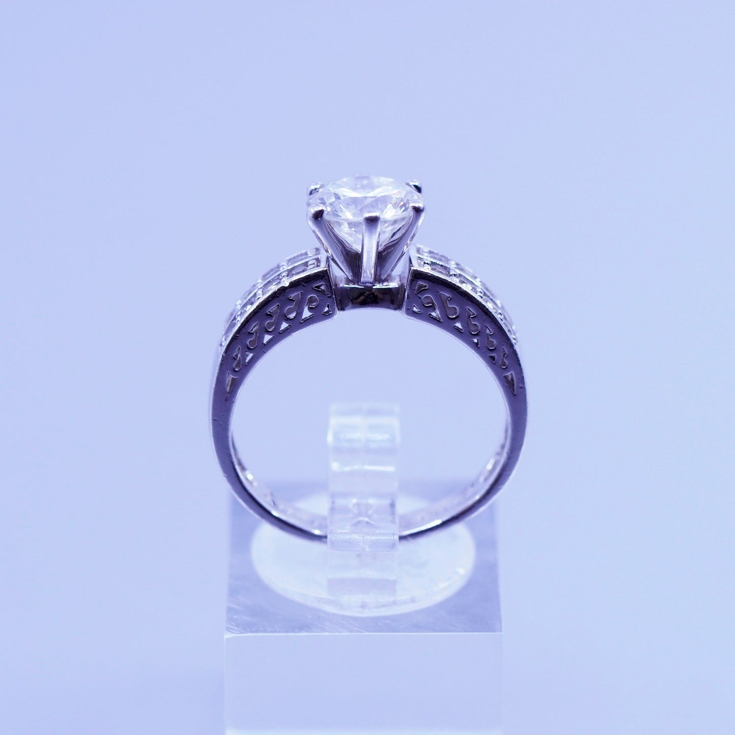 Size 6.5, vintage Sterling 925 silver handmade engagement ring with cluster Cz