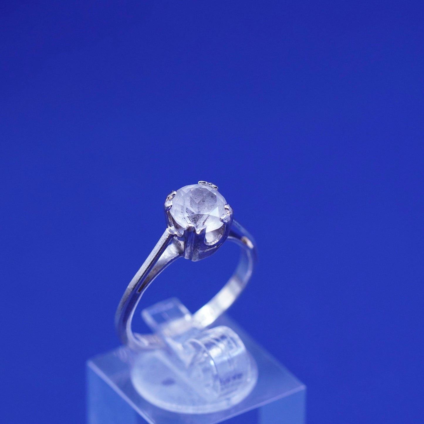 Size 6.75, ESPO sterling 925 silver ring w/ crystal anniversary engagement ring