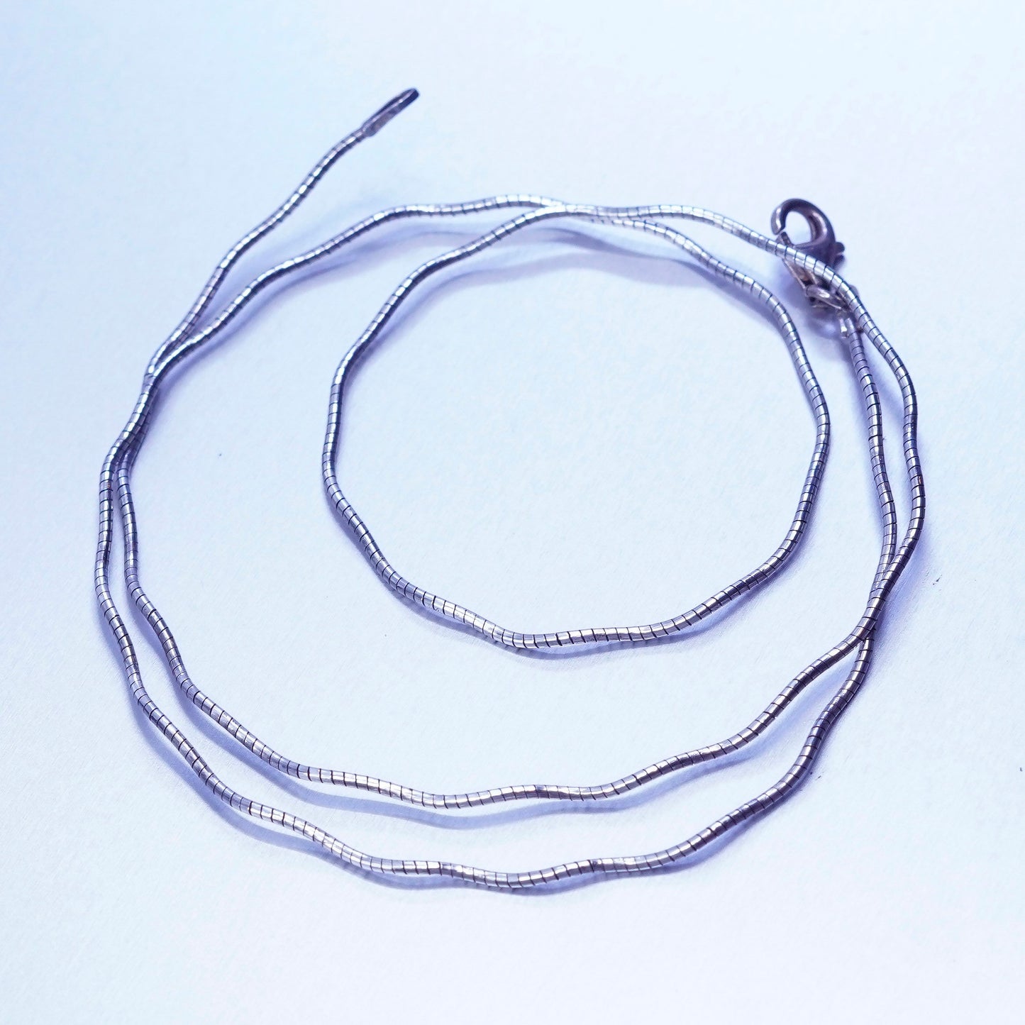 18” 1mm, vintage Italy Sterling 925 silver wavy snake chain necklace