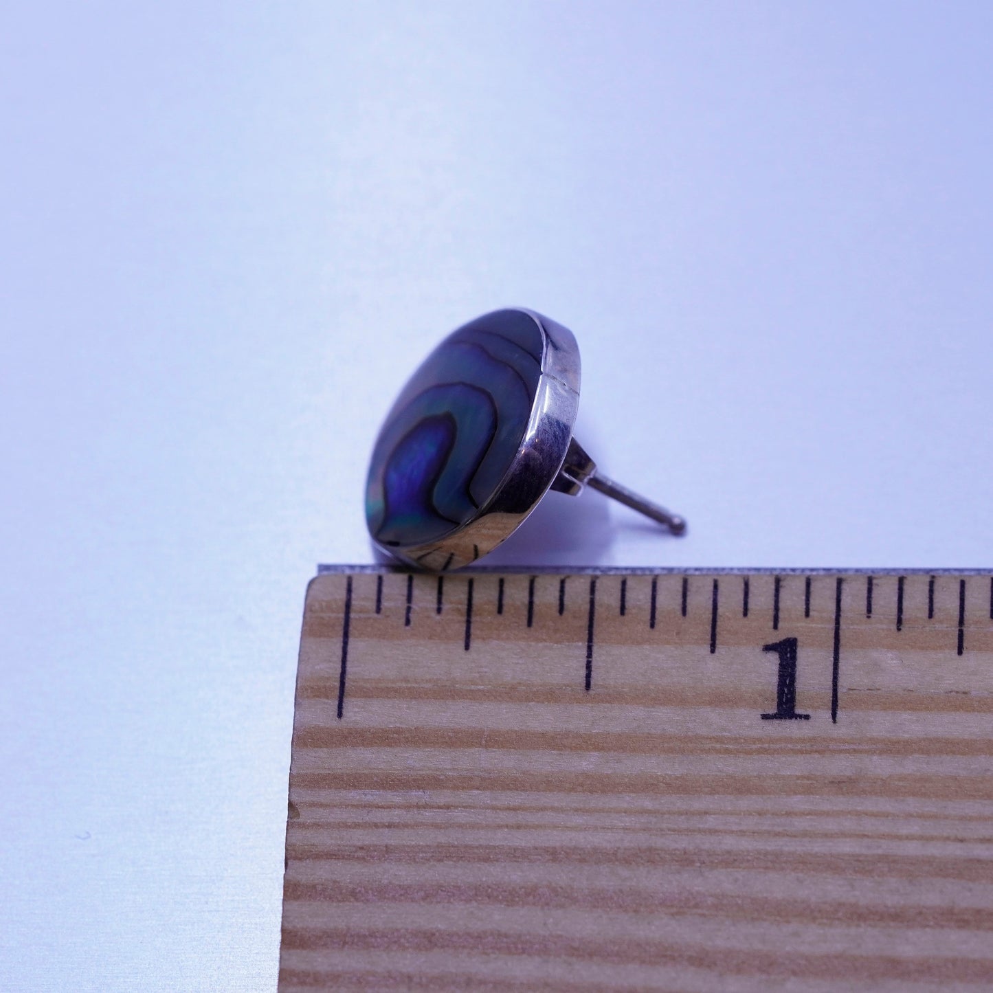 Vintage Sterling 925 silver handmade earrings, abalone studs