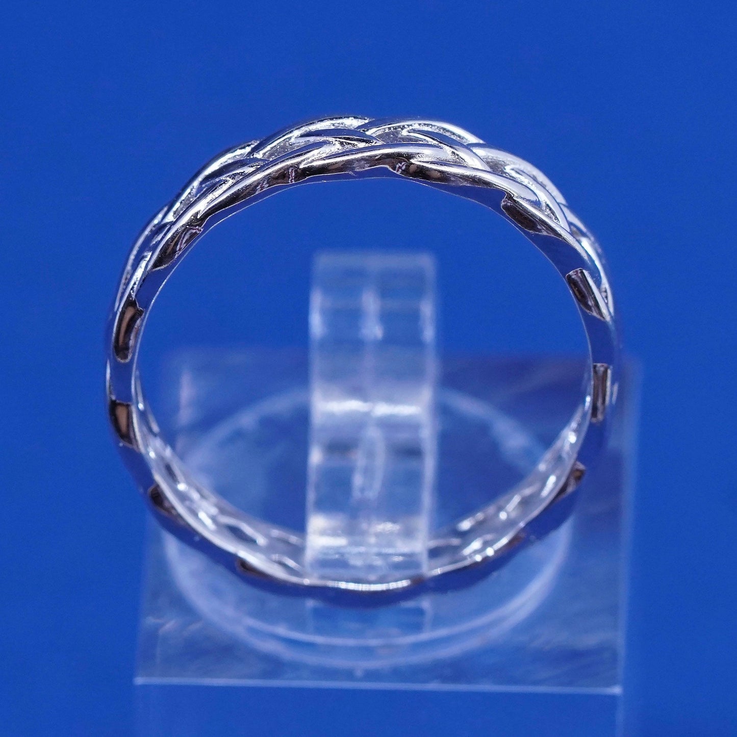 Size 7.25, vintage Sterling silver handmade ring, 925 woven band