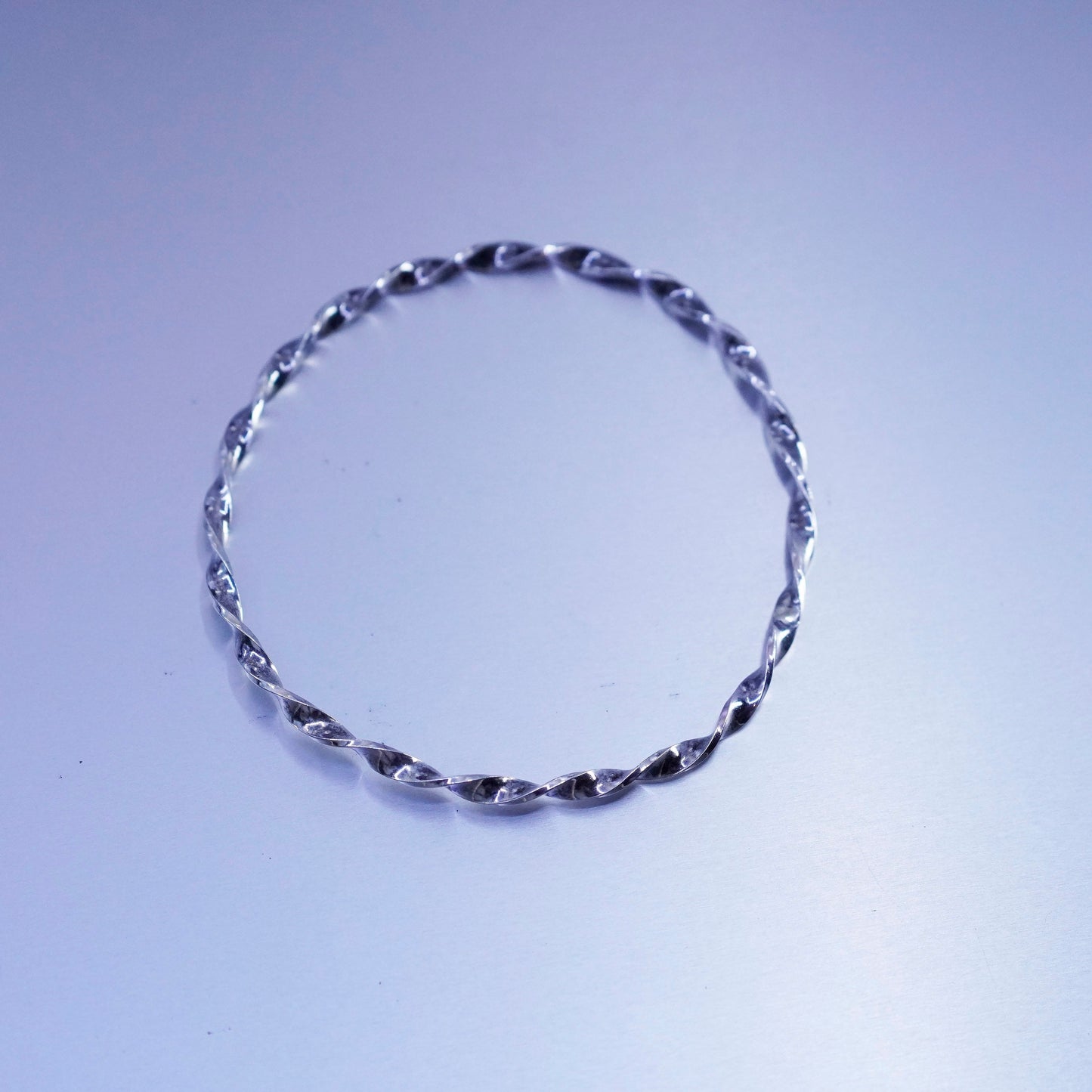 8”, Vintage Sterling 925 silver handmade bracelet, twisted cable bangle