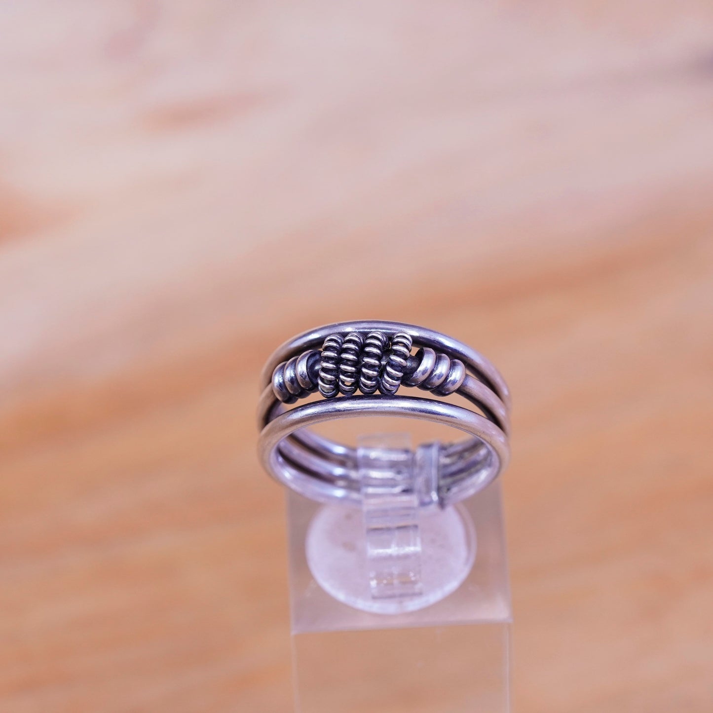 Size 9, vintage Sterling silver handmade ring, 925 cable band