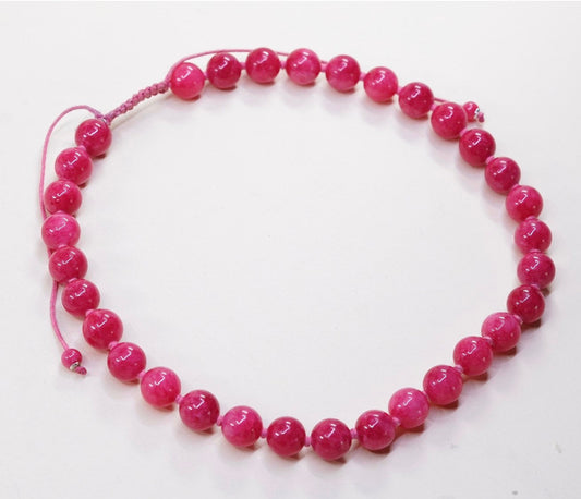 18”, Vintage handmade pink quartz beads with linen thread necklace