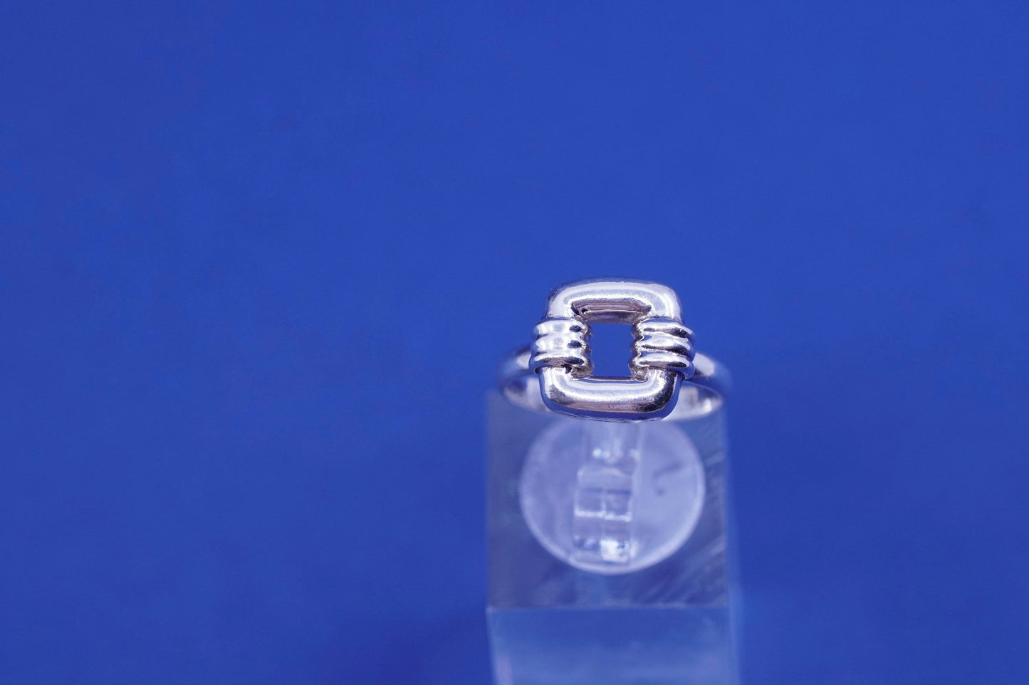 Size 7, vintage Sterling silver handmade Square ring, 925 square statement ring