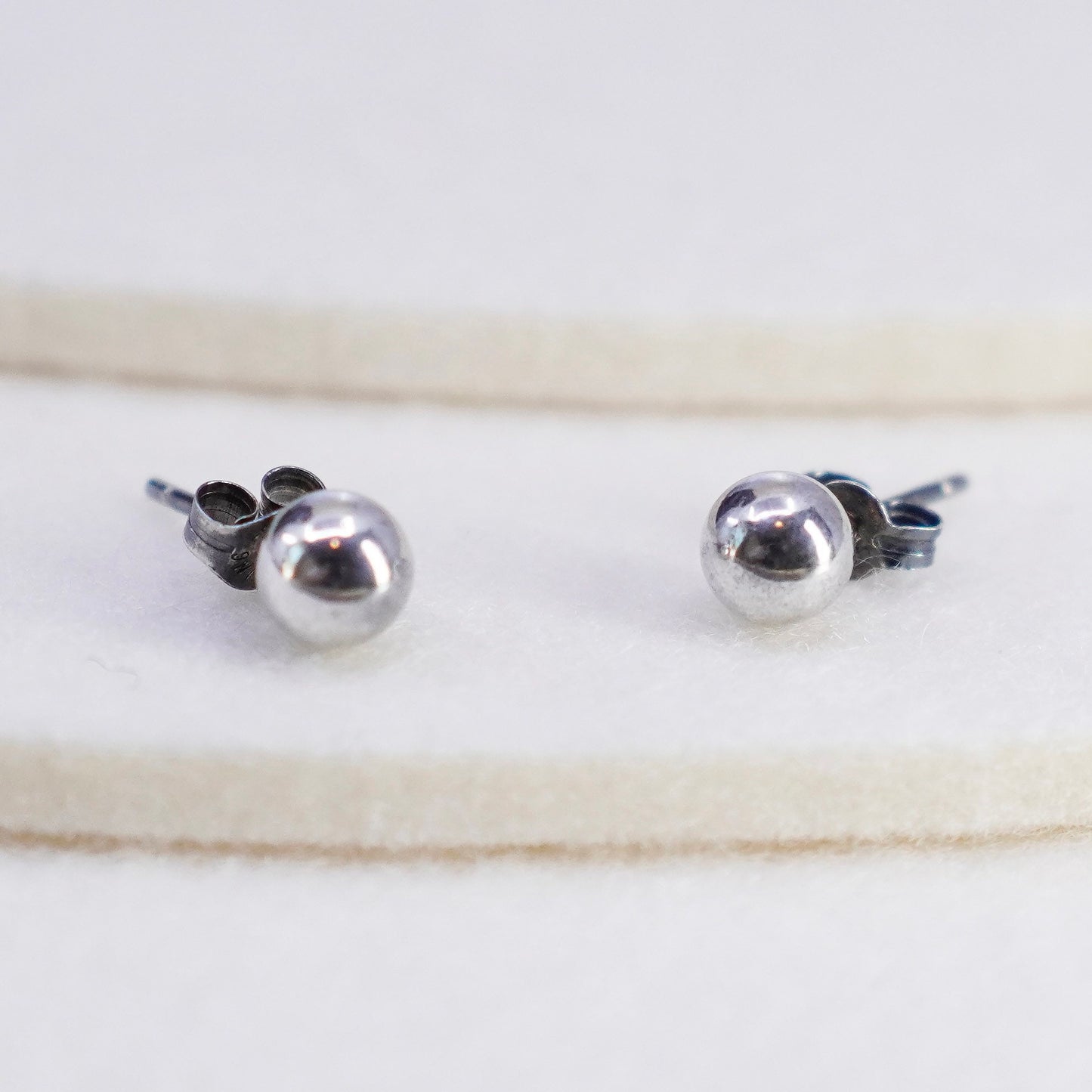 5mm, Vintage Sterling 925 silver handmade earrings, bead studs