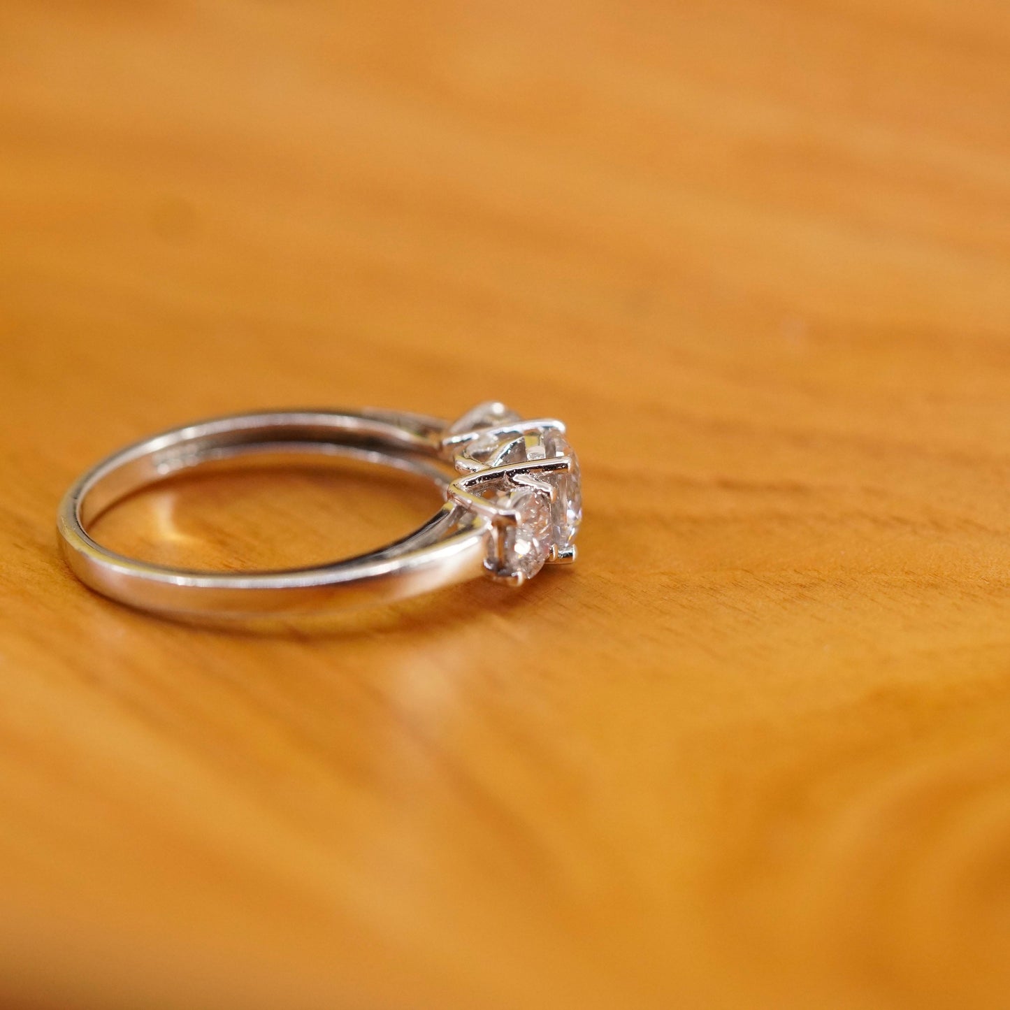 Size 7.25, vintage Sterling 925 silver anniversary ring with clear cz
