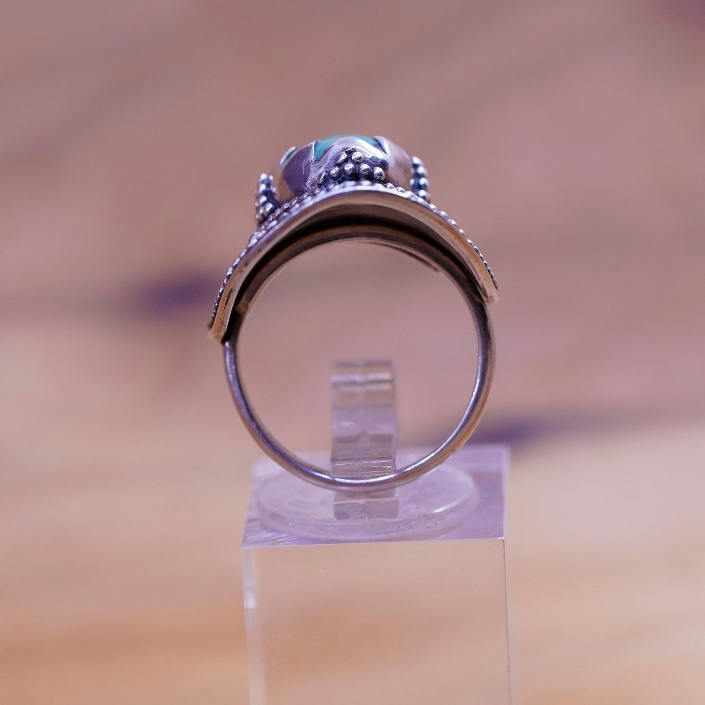 Size 6.5, Eddie Chee Sterling 925 silver statement ring, Native American, Navajo
